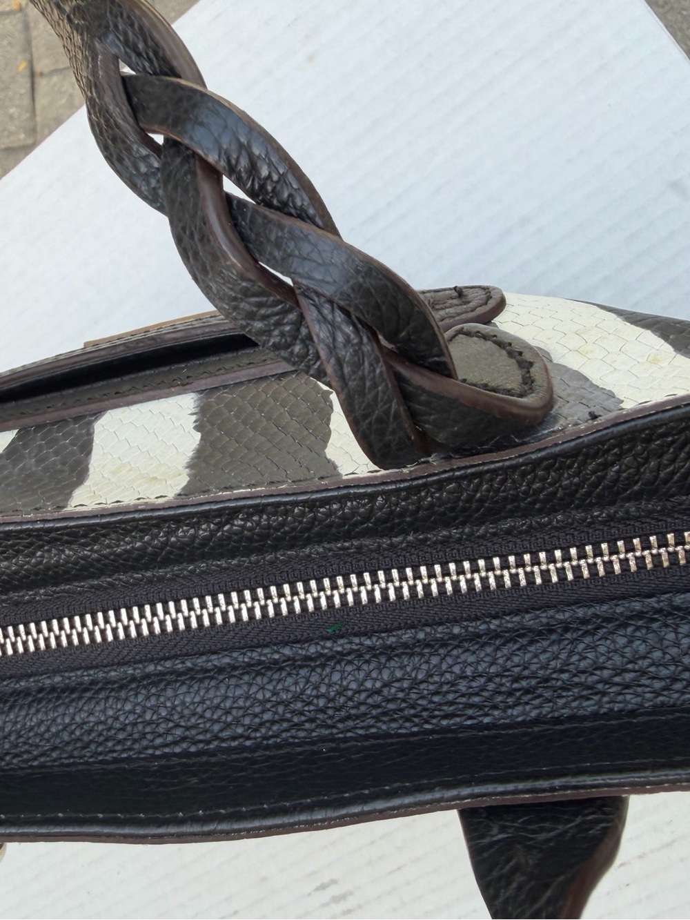 Brighton Africa Stories Zebra Butterfly Tote Bag Black White Embroidered Handbag - Picture 13 of 16